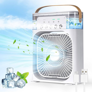 Ventilador Portátil 3 en 1: Aire Acondicionado, Rociador y Luz LED Multicolor